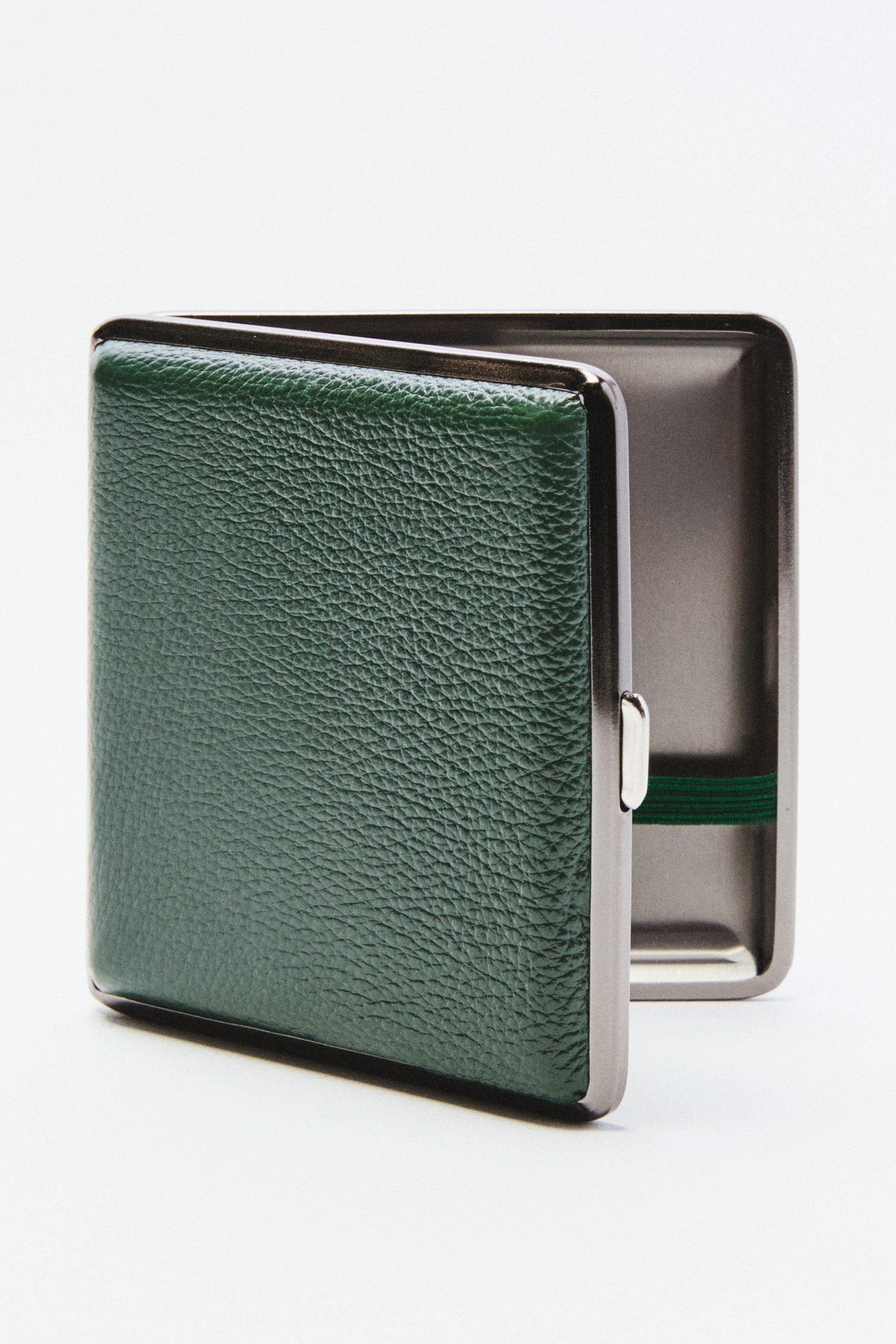 GREEN LEATHER CIGARETTE CASE